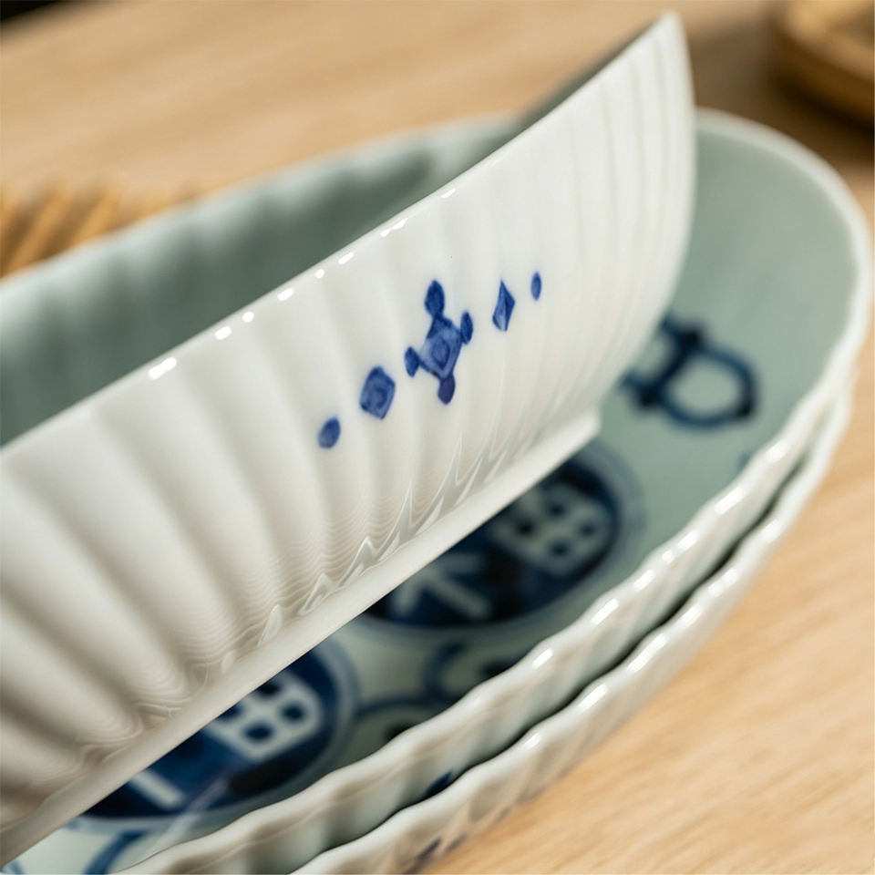 Creative Japanese Style Ceramic Dinnerware Sets High Quality Oval Porcelain Dinner Plates For Restaurant Tableware 3