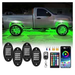 4 bakla RGB LED kaya ışıkları donanımı ile APP/RF uzaktan kumanda ile fren su geçirmez 12V kamyonlar için Pickup Jeep Golf arabası SXS ATV - Product Image 1