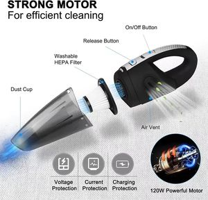 ABS เครื่องดูดฝุ่นแบบพกพา USB, เครื่องดูดฝุ่นแบบไร้แปรงถ่านสำหรับใช้ในบ้านและรถยนต์ - Product Image 3