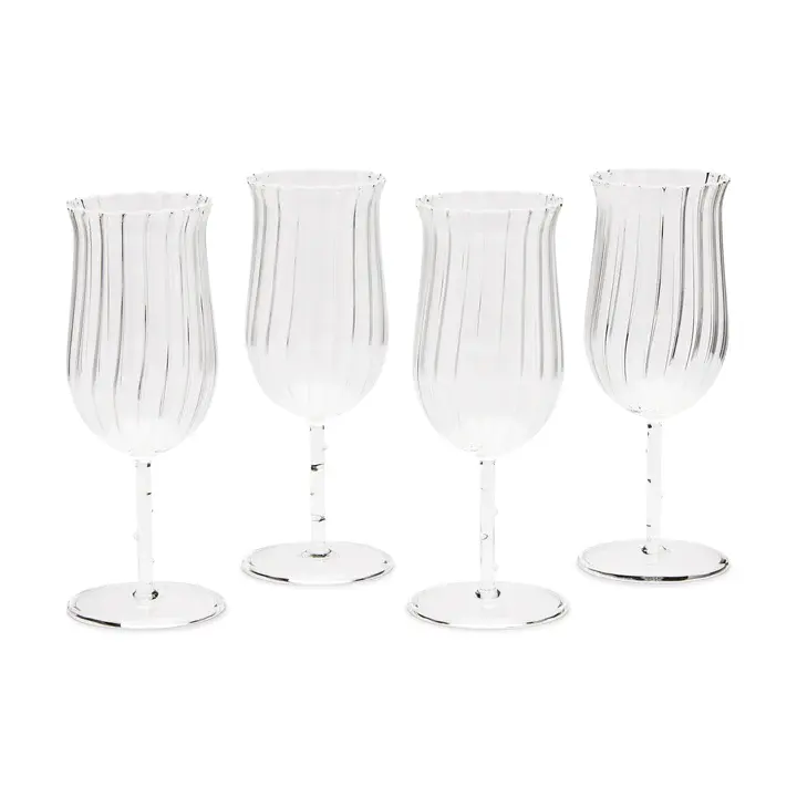 Copos de vidro personalizados resistentes ao calor listrados para festas copos de borosilicato com pontas decorativas transparentes copos de vinho