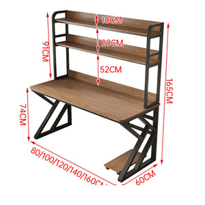 Mesa de ordenador de madera de acero multiusos, escritorio de ordenador de oficina en casa con estantes - Product Image 6