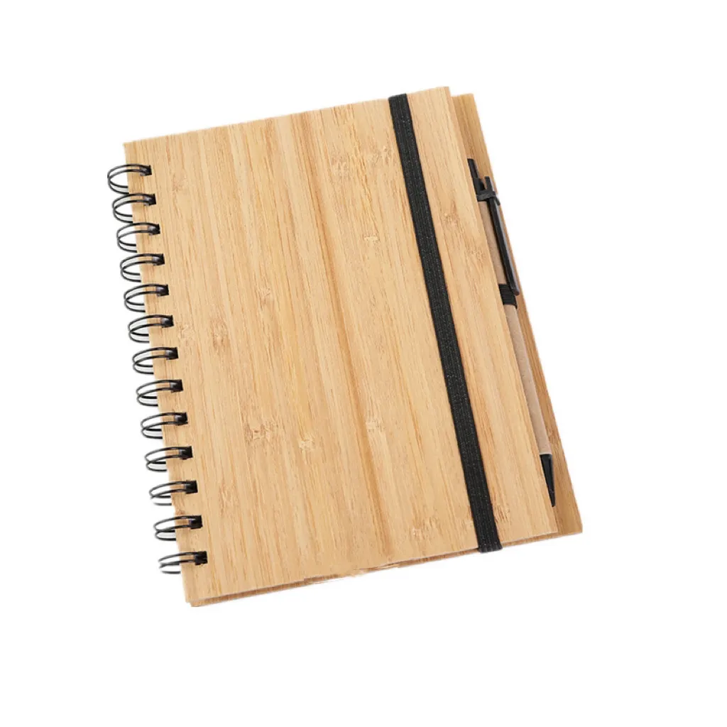 Fsc umweltfreundliches Bambus-Notizbuch wiederverwertbares Holzdeckel-Notizbuch individuelles Tagebuch Tagebuchplaner mit Stift