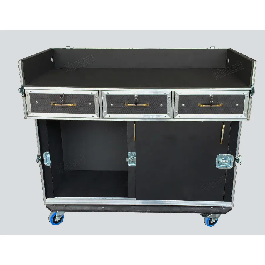 kkmark Drawer Desk Flight Case with wheels and storage