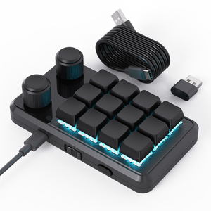 2.4G无线可编程宏键盘usb-c迷你定制键盘12键2旋钮多媒体发光二极管灯机械热插拔