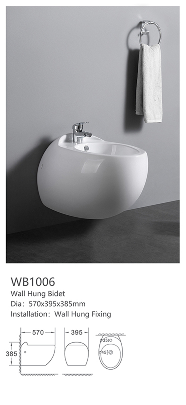 WB1006  Ceramic Wc Wall Hung  Bidet Wholesale Bathroom White Sale Bidet toilets