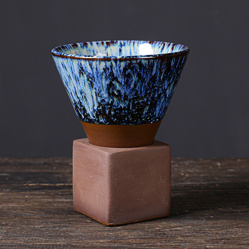 9 bucket coffee cup-oil painting blue