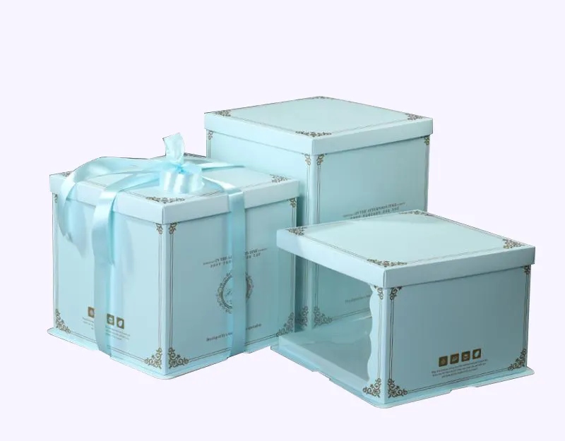 Cajas de embalaje transparentes de lujo, caja de pvc transparente para tartas con logo