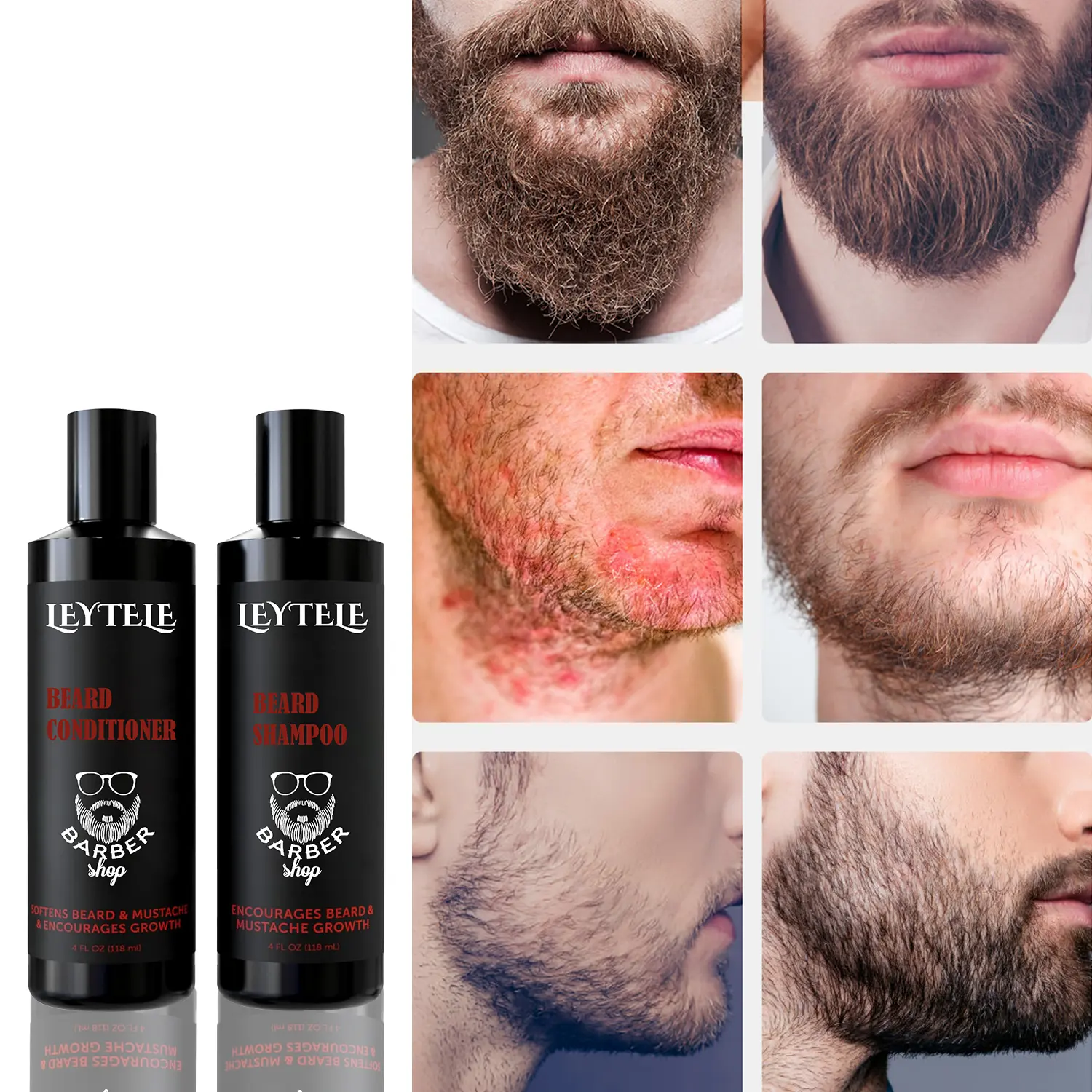 Doğal erkekler sakal bakım yıkama ve saç kremi Set nemlendirici sakal şampuan ve saç kremi kiti temizlemek yumuşatır ve koşulları