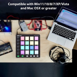 Controlador MIDI WORLDE 6 perillas asignables Nota Repetir botones de nivel completo Software de producción MIDI Controller Pad - Product Image 4