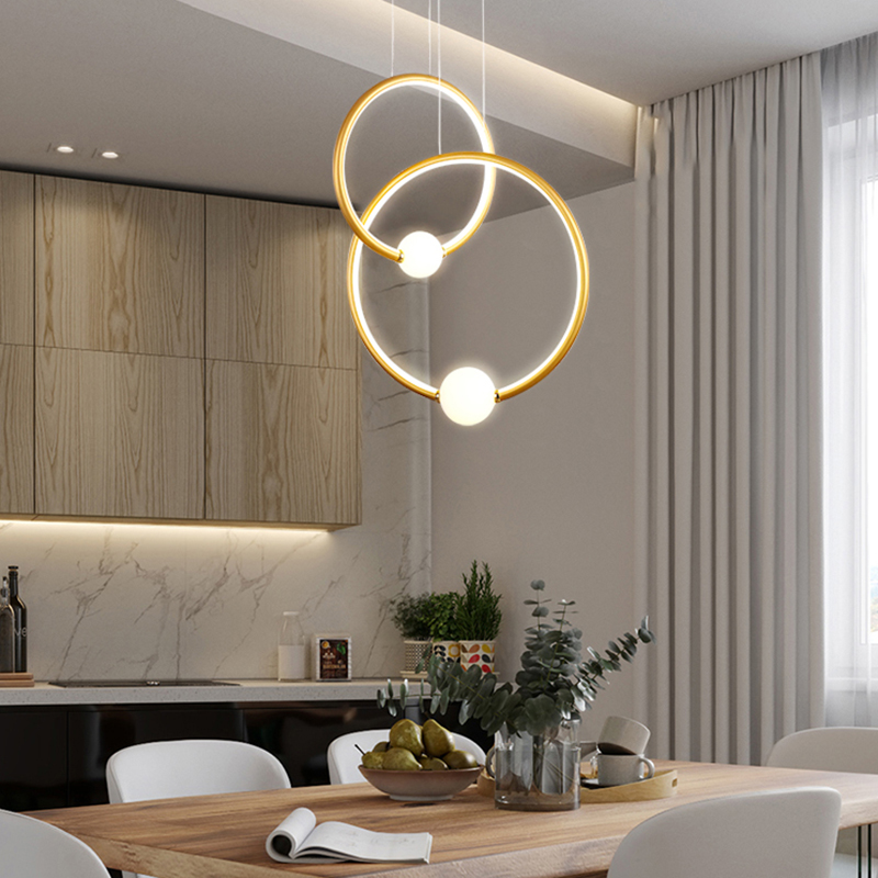 Simple Design Modern 3 Ring Circle led pendant light hanging chandelier lamp for dinning