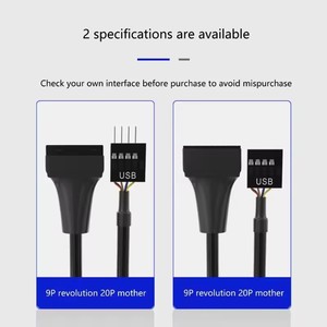 USB至USB 2.0主板适配器电缆，用于前面板连接19/20Pin至9 Pin公母电缆 - Product Image 3