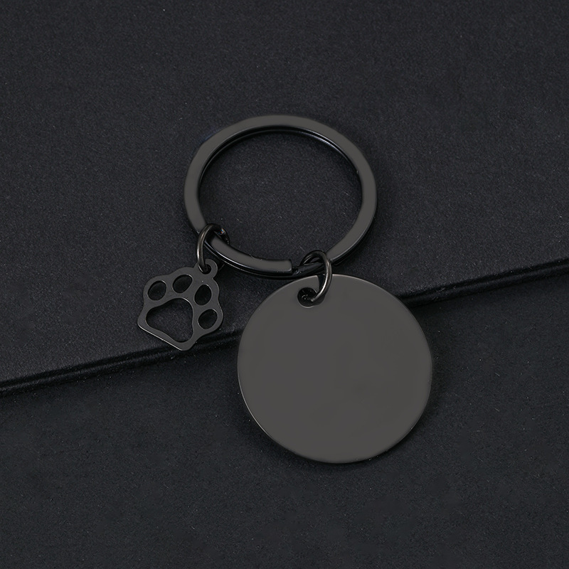 30mm circular keychain cat claw hollow (Black)