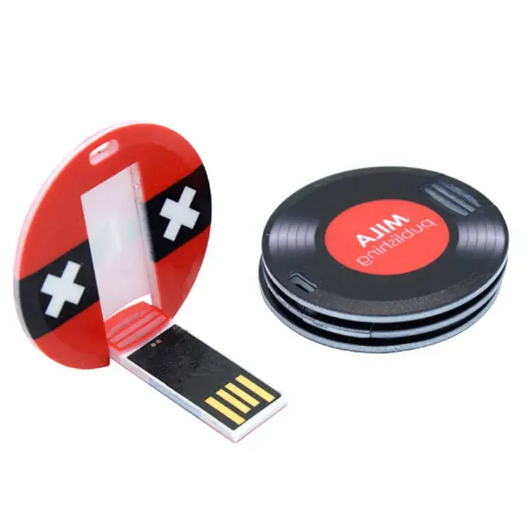 Kartu Bundar Mini Promosi Usb Flash Disk Kartu Plastik Lingkaran Kecil Pendrive 8Gb 16Gb 32Gb dengan Logo Disesuaikan