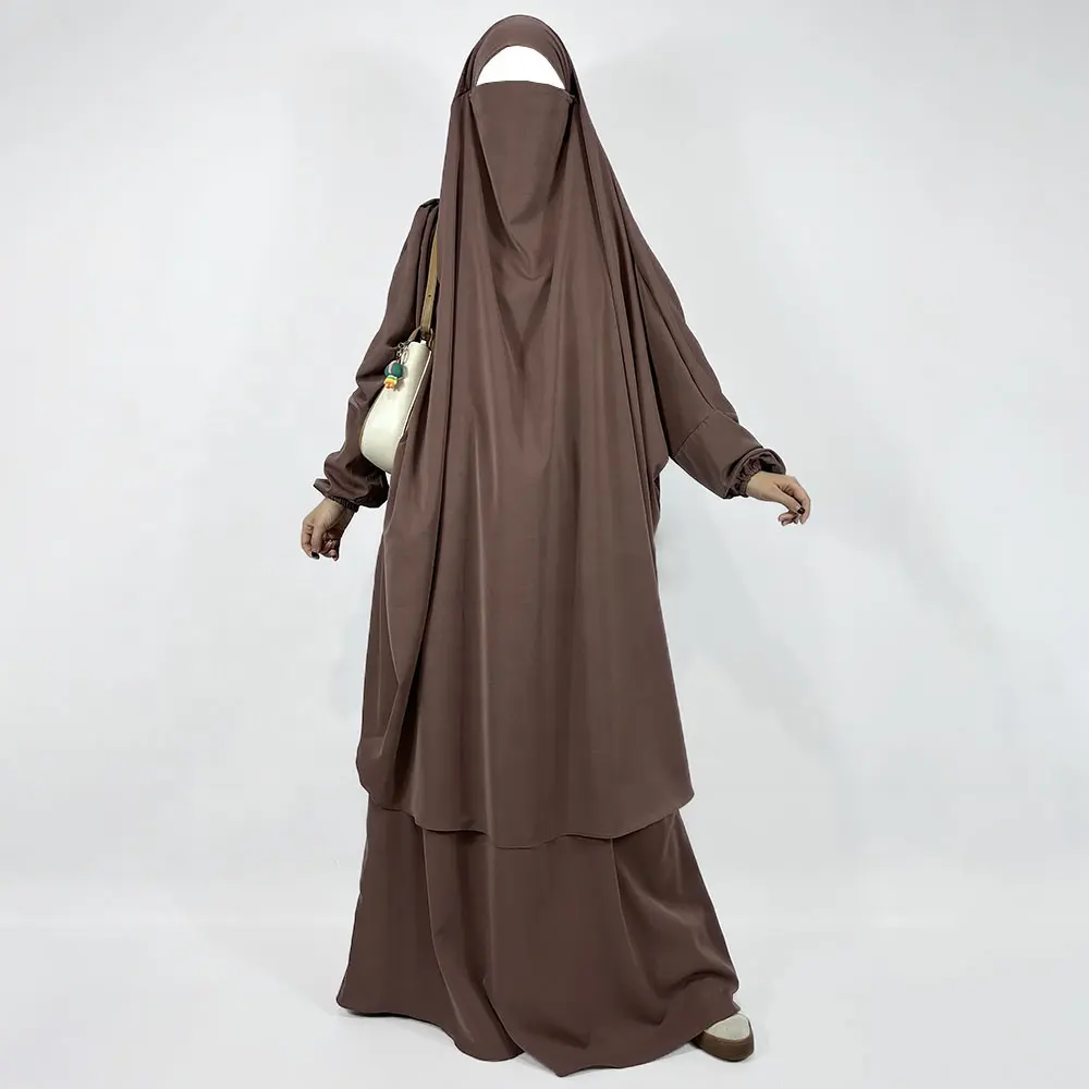 Two Piece Jilbab Skirt With Pockets Lightweight Breathable Nida With Niqab Strings EID Ramadan Muslim Wholesale Prayer Abaya Set