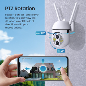 กล้องรักษาความปลอดภัยระบบติดตามอัตโนมัติแบบไร้สาย Wi-Fi 2MP เลนส์คู่ PTZ ขนาดเล็ก - Product Image 4