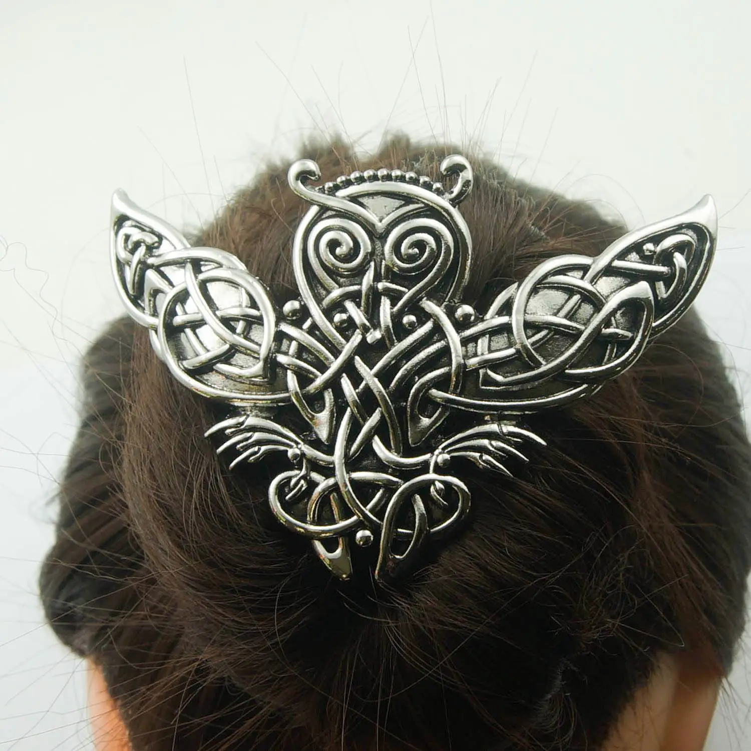 Thời trang kim loại Viking Owl Clip tóc cho phụ nữ cổ điển Gothic phụ kiện độc đáo kẹp tóc đồ trang sức