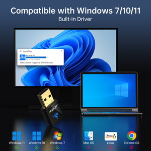 Adaptador sem fio EDUP AX600 Driver-Free para PC Dual Band 2.4G/5G Mini sem fio Wifi Placa de rede Dongle para Win7/10/11