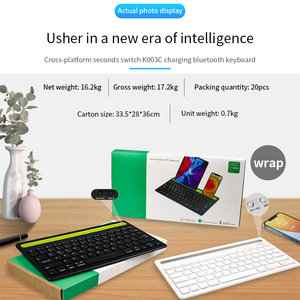 Mini teclado Bluetooth, teclado inalámbrico, compatible con 3 dispositivos con soporte para teléfono, Ipad, tableta, teclado recargable - Product Image 5