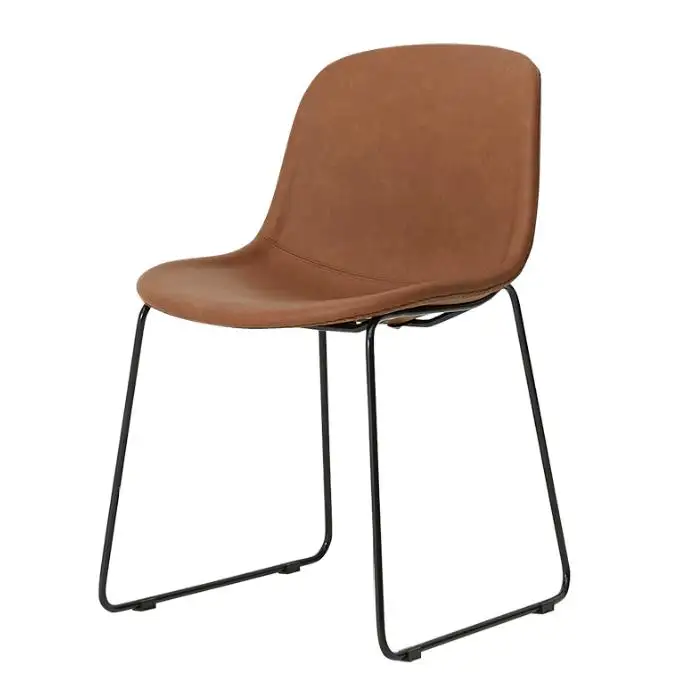 Silla de cuero marrón de alta calidad con patas de metal, sillón simple y moderno para café, restaurante y comedor, gran oferta, 2021