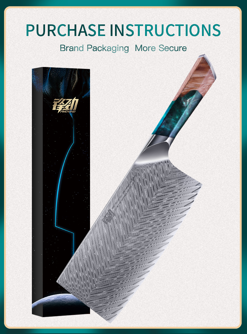 FINDKING New! Nebula Series Resin handle wood Chinese Cleaver knives 67 Layers Damascus Steel Professional Chef Knife