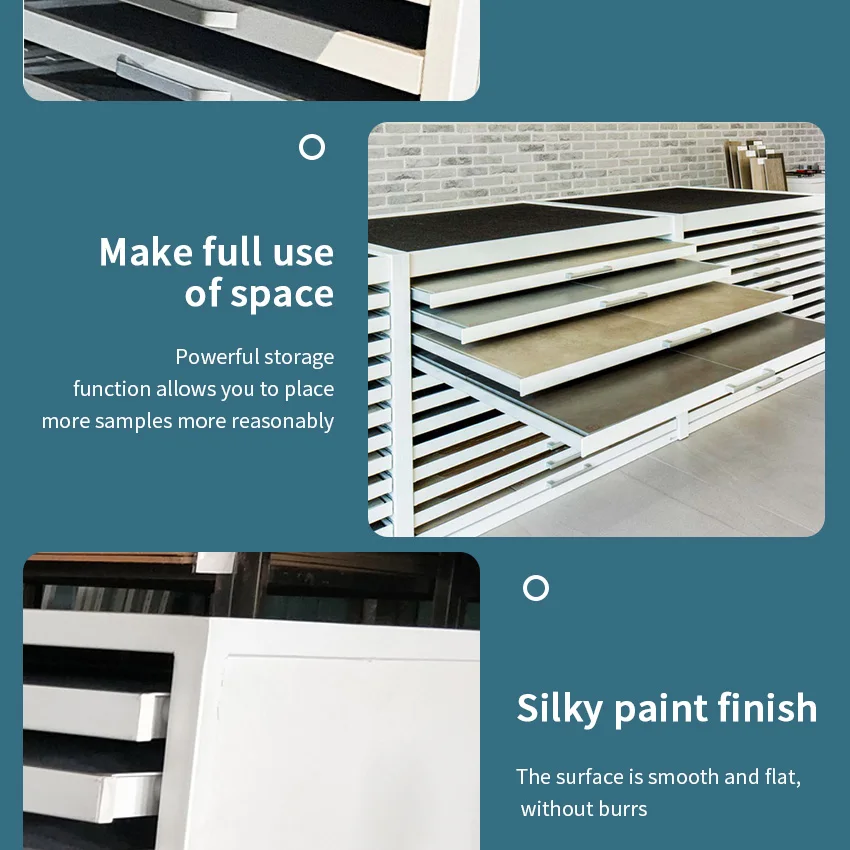 New style push pull boards display frame natural granite artificial stone composite floor large ceramic tile drawer cabinet