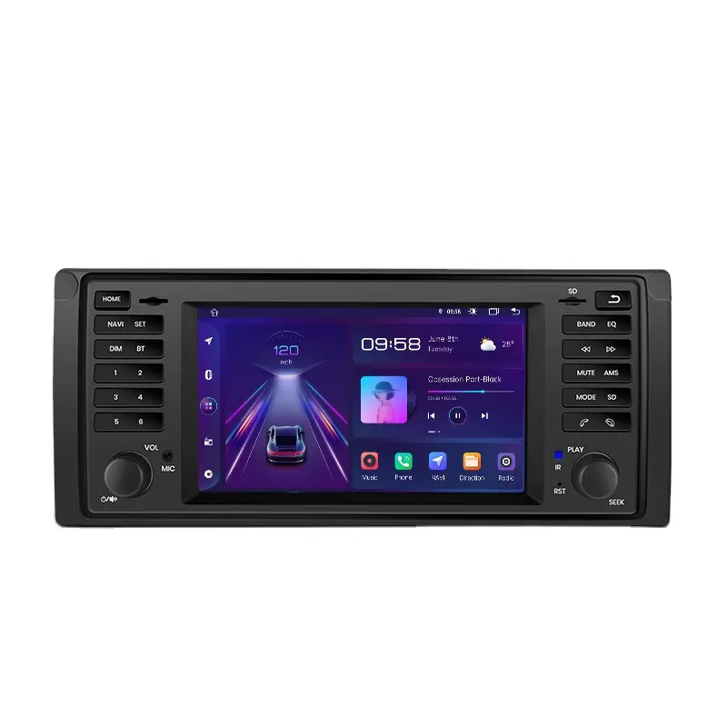 Junsun CarPlay Android Auto Rádio Do Carro de Navegação para BMW Série 5 E39 X5 E53 M5 1996-2003 UE Stock Car Autoradio Multimedia