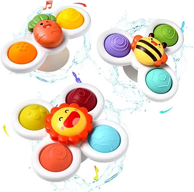 Hot Selling 3pcs Suction Cup Spinner Toy Baby Fidget Spinner Toys Spinning Toys for Toddlers