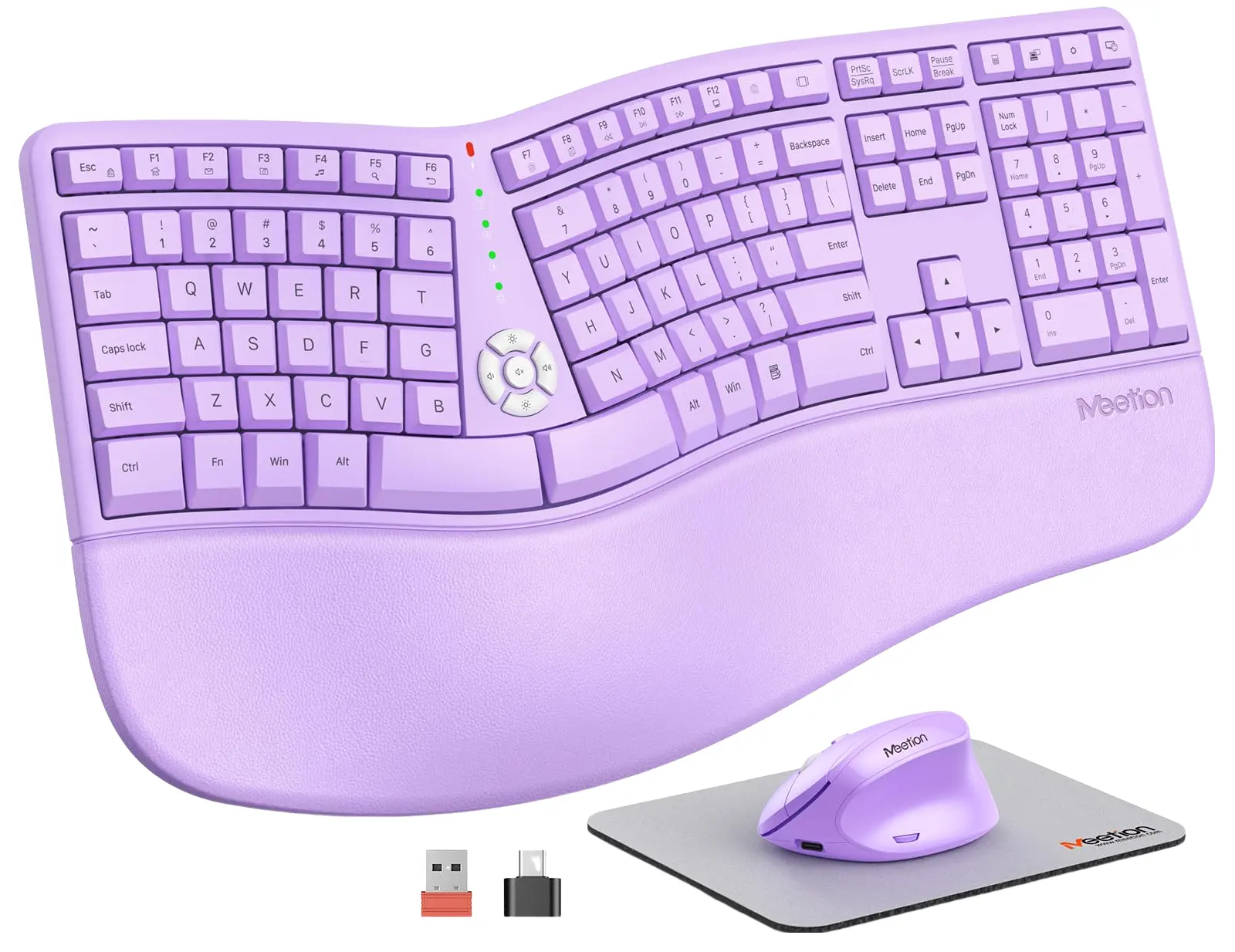 MEETION DirectorC ergonómico español split inalámbrico 4 niveles de DPI ajustable ergonómica macro de teclado