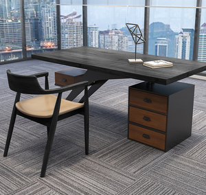 Unique Design PC Desk Black Wooden Top Office Desk with <strong>Three</strong> Drawers 1 Cabinet Study <strong>Tables</strong> Office <strong>Table</strong> - Product Image 1