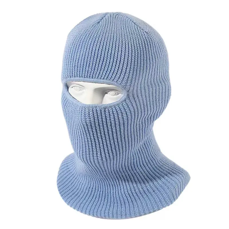 Pasamontañas negro personalizado cálido al aire libre para hombre, diseño Unisex, cubierta facial de 1 Agujero, pasamontañas barato, sombrero de punto, máscara de esquí