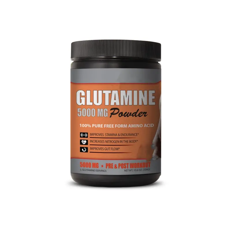 OEM Immune Support Probiotic GLUTAMINE 5000mg Pure Free-Form Amino Acid Powder Pre & Post Workout Supplement in 300g Bottle