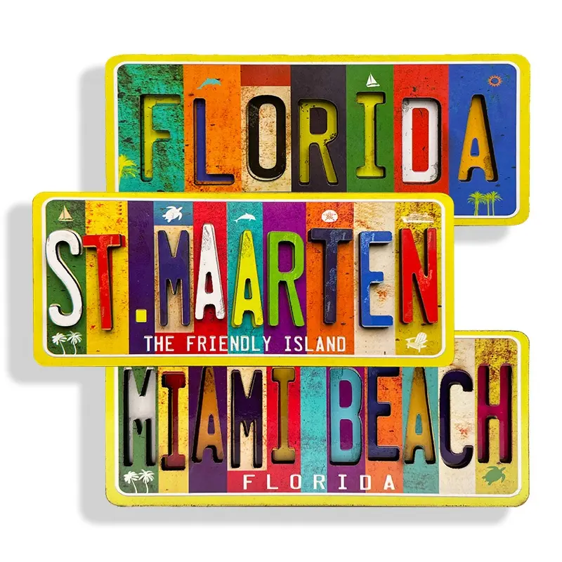 Disesuaikan Pantai Miami, Florida, St. Maarth MDF huruf Magnet kulkas