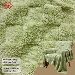 Hot Bán Thoải Mái Sọc Jacquard Hai Mặt 100% Polyester Shu Nhung Sherpa Lông Cừu Vải Cho Chăn Ngủ May Mặc - Product Image 1