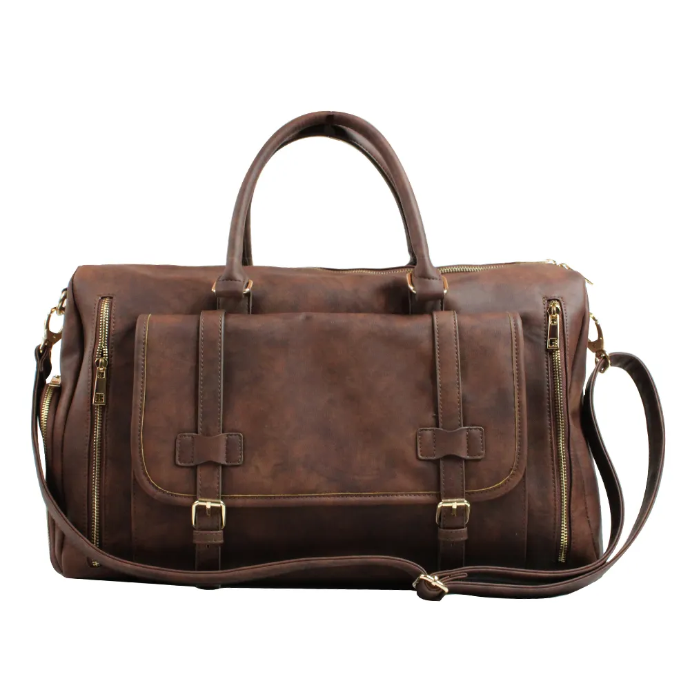 यिवू फैक्टरी थोक कम MOQ सामान यात्रा बैग पुरुषों के लिए बड़ी क्षमता वाले पु चमड़े के यात्रा बैग