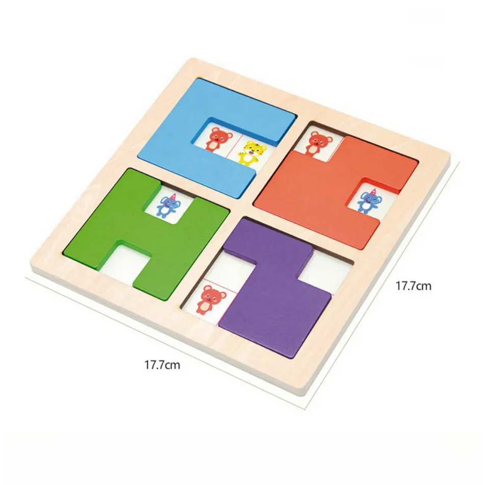Nuovi prodotti colorato 3D Puzzle per bambini in legno forma geometrica animale in legno maze puzzle