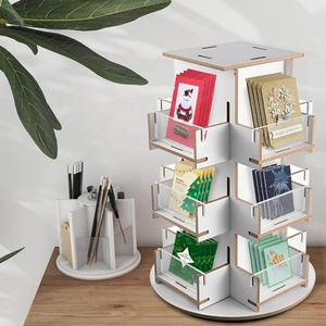 Drehbarer 3-stufiger hölzerner Ausstellungsständer 4-seitiges Ausstellungsregal 360-Grad-drehbarer Ausstellungsständer für Uferkleber Aufkleber Einzelhandel - Product Image 3