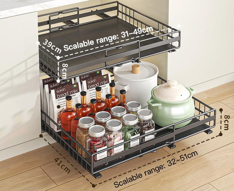 Noir - Petit + Grand support de rangement de 8 cm de hauteur