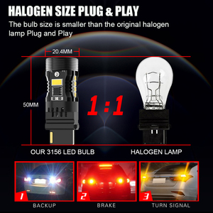 หลอดไฟแฮปเปอร์แฟลชป้องกัน CANBUS สีคู่ 2500LM 28W ไฟเลี้ยว 1157 BAY15D LED สวิตช์หลัง - Product Image 6
