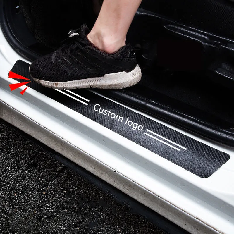 Autocollant de seuil de porte de voiture, protection de seuil de porte de voiture 3D en Fiber de carbone anti-rayures