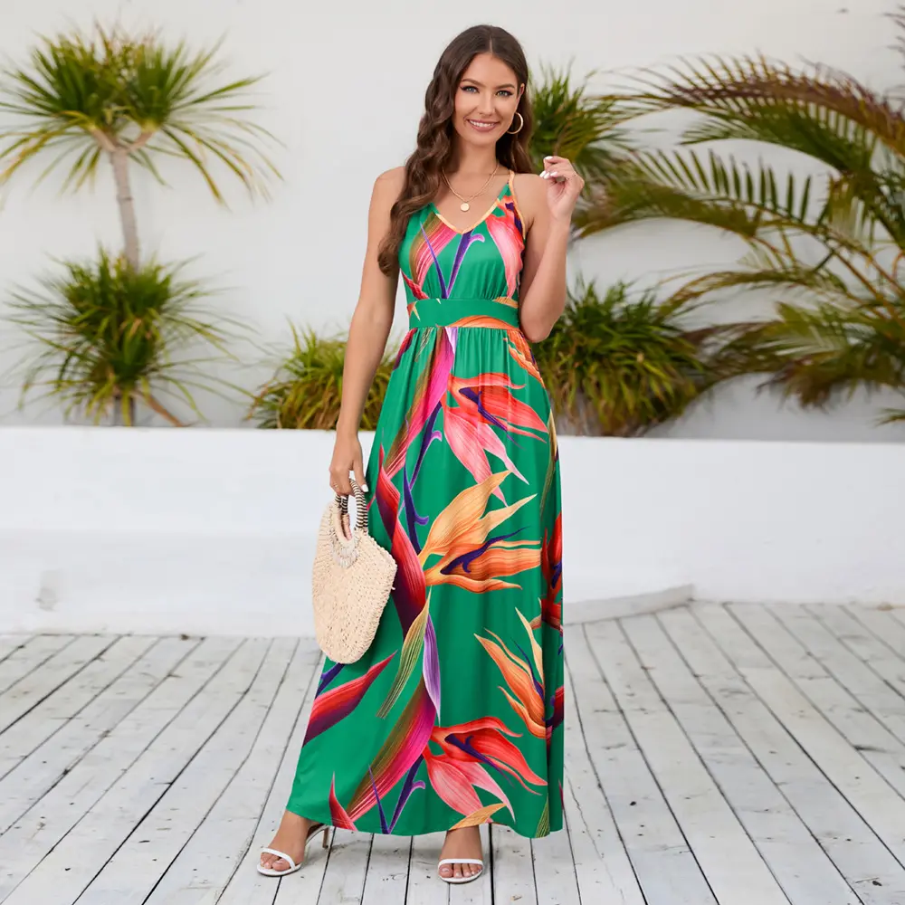 Kunden spezifische Muster kleider Weiche und atmungsaktive Summer Beach Party tragen Hawaii Frauen kleid