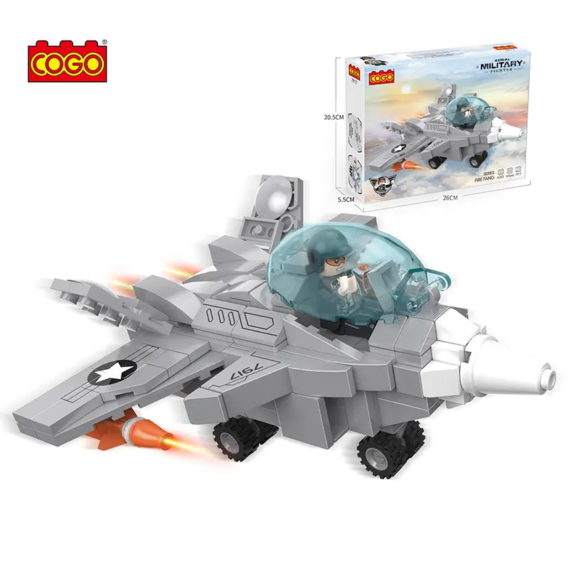 COGO 265pcs Kids Q Version Baustein Militär flugzeug Kunststoff Bausteine Sets Spielzeug für Jungen