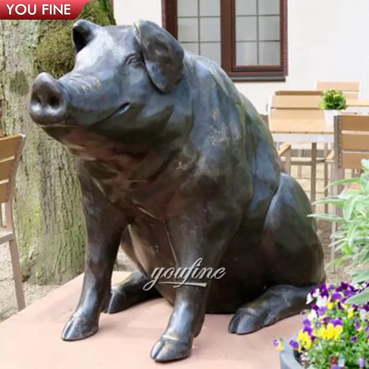 Yaşam boyutu bahçe pirinç bakır Metal yerli domuz heykeli bronz domuzu heykel