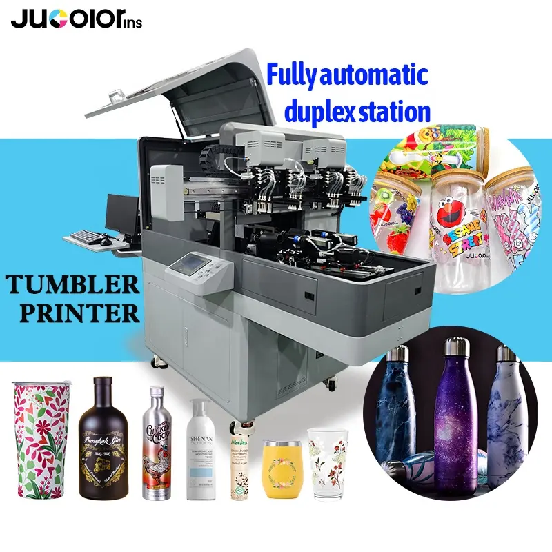 Automatic grabbing positioning 360 Cylinder Printer Bottles Glassware Cans 1000+ Cups/day Fast Tumbler Printer