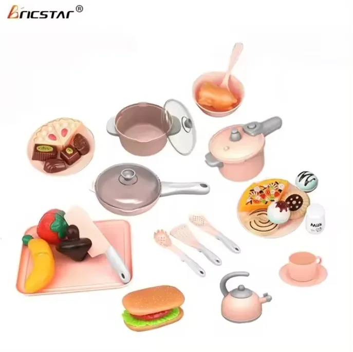 Bricstar avrupa tarzı orta mutfak oyun seti 57 adet plastik gıda oyun seti çocuklar mutfak oyuncak