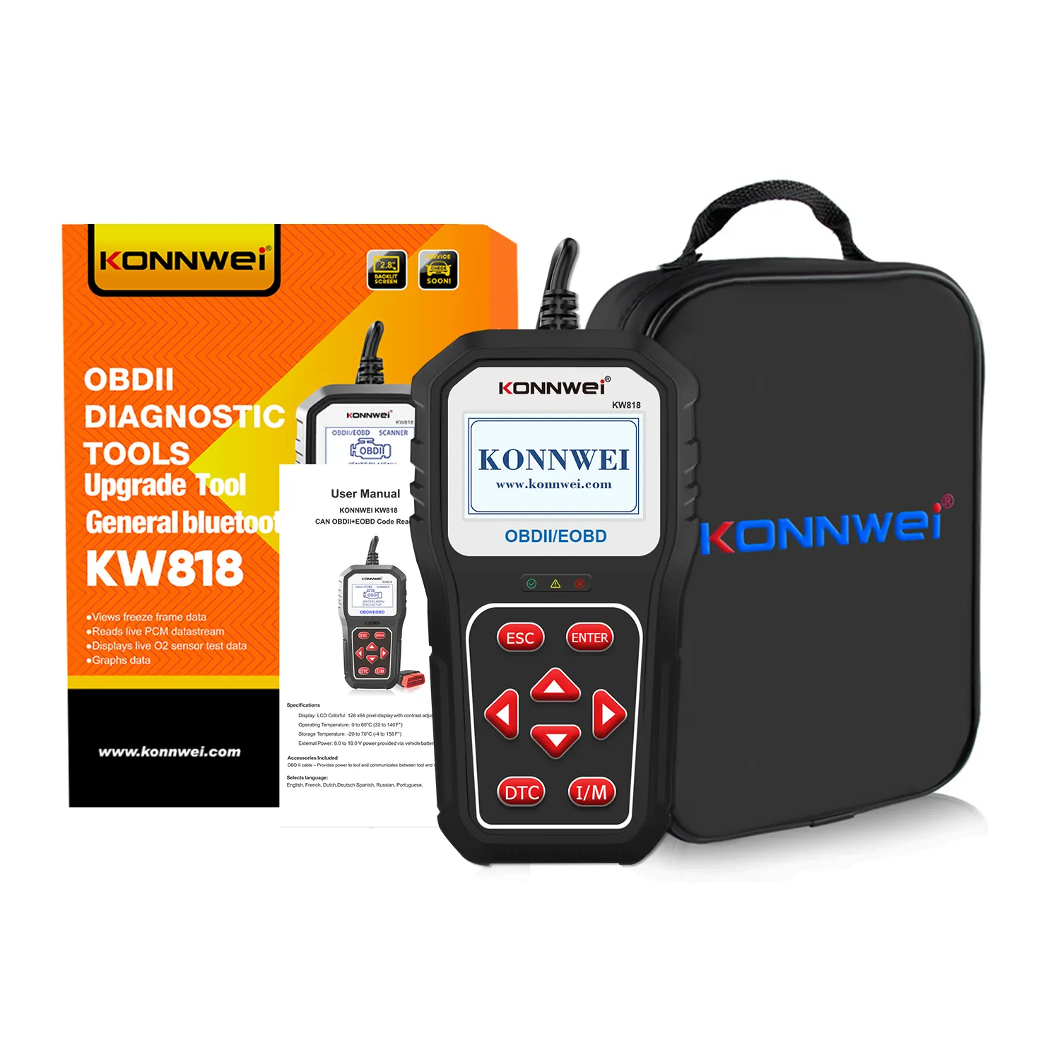 KONNWEI KW818 تحديث عبر اتصال بلوتوث الهاتف الذكي obd2 أداة الماسح الضوئي ل 12V سيارة مالك