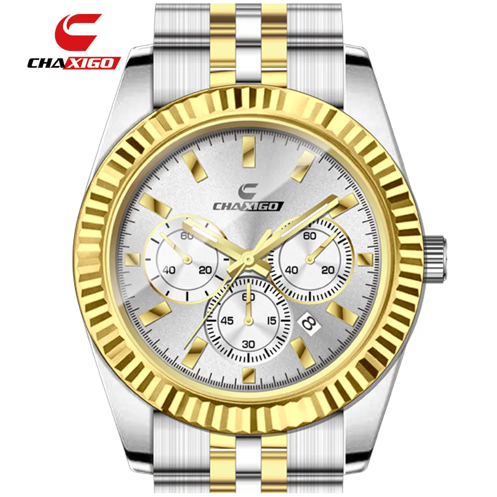 Chaxigo migliore qualità orologio al quarzo uomo d'affari sport orologio da polso uomo di lusso classico impermeabile orologio da polso in pelle