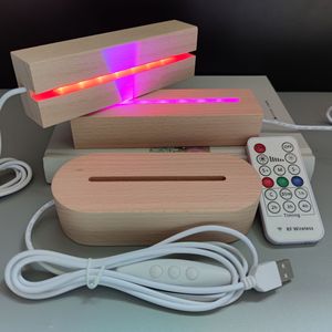 16 видов цветов RGB акриловая светодиодная деревянная лампа базовый свет таймер с дистанционным управлением USB кабель деревянная основа для акрила - Product Image 1