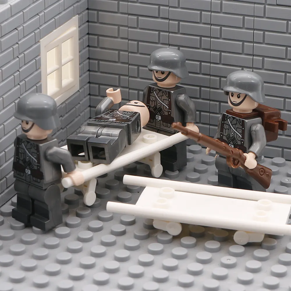 Bloques de construcción lepins para niños, soldado del ejército para armar juguete de ladrillos, Camilla blanca con ruedas, figuras médicas, accesorios para armar