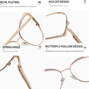 Metal optik çerçeveler sevimli kedi göz bilgisayar gözlük boy Anti mavi işık üçgen optik gözlük renkli çerçeveleri kadınlar - Product Image 5