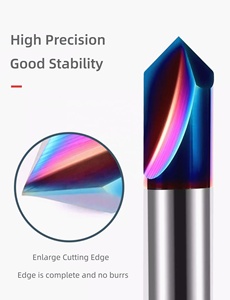 HRC65フライス2フルートエンドミル切削工具 (該当しない木材) ソリッドタングステン鋼90度面取りエンドミル - Product Image 3